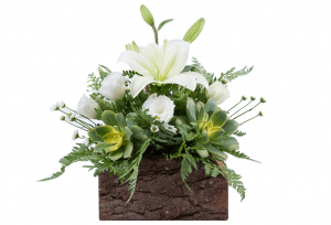 Suculentas y Liliums en madera rústica