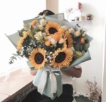 Girasoles y Rosas en Amarillo y Blanco Grande