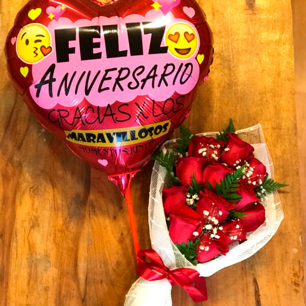 Pack  Deleite de Amor + Globo Grande Corazón (Aniversario, Amor, San Valentín -Escribe tu opción en notas para el pedido)