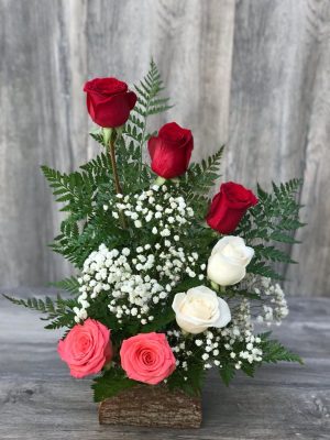 7 Rosas en Madera Mixto