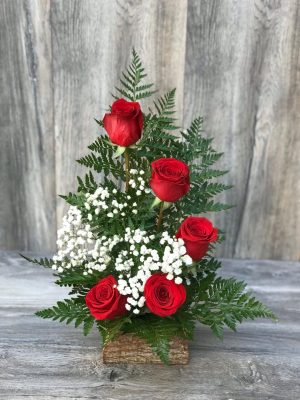 5 Rosas en madera (Elige color)