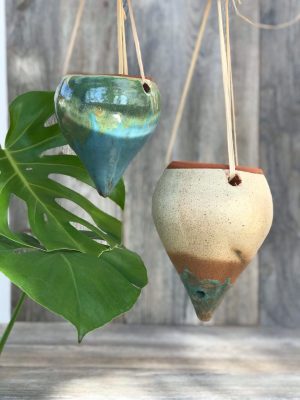 Maceta Colgante de Greda Esmaltada 10x16cm - Floreria Encactus Vina del Mar