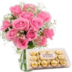 Pack Florero 12 Rosas + Chocolates (elige color de rosas) Pack Florero 12 Rosas + Chocolates (elige color de rosas)