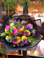 10 Rosas Arcoiris en Negro