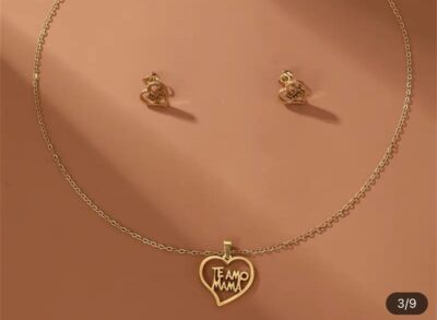 Aros y Collar Dorado - Te Amo Mamá