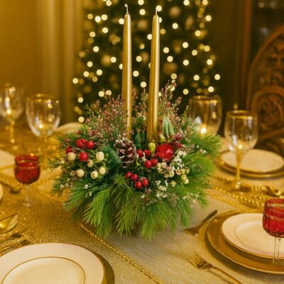 Centro de mesa Rojo Navideño