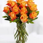 Florero 12 Rosas Naranjas Crush