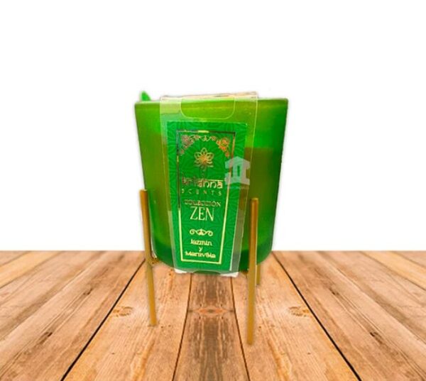 Vela Aromática Krishna – Colección Zen con Base Metálica