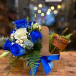 Caja Flores & Café Personalizado Azul - Floreria Encactus Vina del Mar