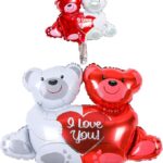 Globo pareja de osos rojo y blanco