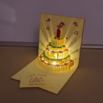 Tarjeta Pop Up de Cumpleaños – Pastel con Luces y Música