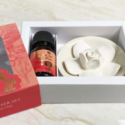 Set Difusor de Flor + Aceite 15ml – Rosa Geranio