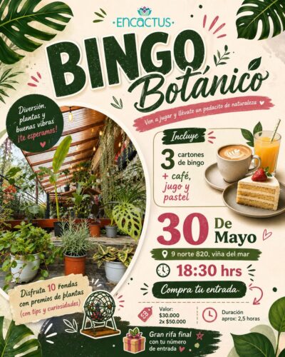 Bingo Botánico 🌿 — Encactus | Sáb 13 Junio · 17:45 hrs