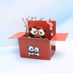 Tarjeta Pop Up Pandas Enamorados - Imagen 2