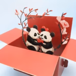 Tarjeta Pop Up Pandas Enamorados - Imagen 3