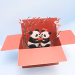 Tarjeta Pop Up Pandas Enamorados