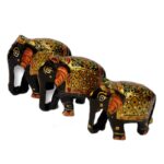 Para Mamá 🌸 — Set 3 Elefantes de Madera Pintados #284 🐘