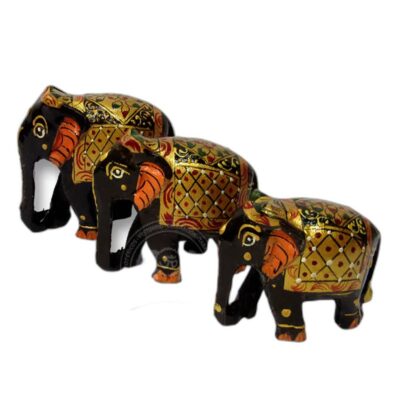 Para Mamá 🌸 — Set 3 Elefantes de Madera Pintados #284 🐘