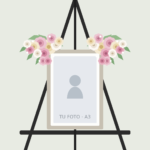 Cuadro conmemorativo A3 con flores en dos esquinas en atril - Encactus