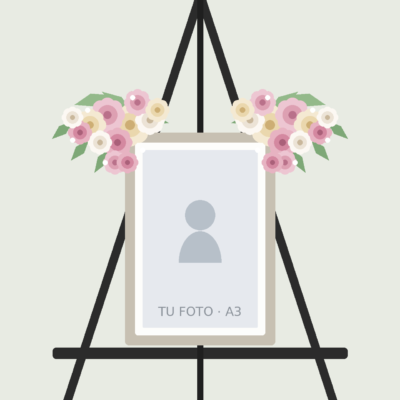 Cuadro conmemorativo A3 con flores en dos esquinas en atril - Encactus