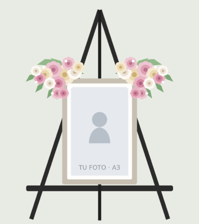 Cuadro conmemorativo A3 con flores en dos esquinas en atril - Encactus
