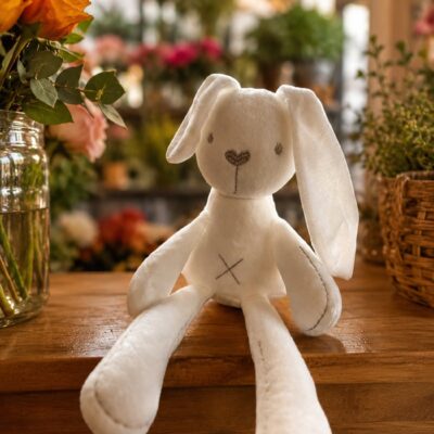 Peluche de conejo blanco de 30 cm, suave y abrazable