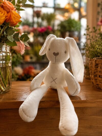 Peluche de conejo blanco de 30 cm, suave y abrazable