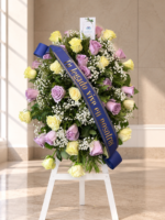 Arreglo Condolencias Rosas en Atril (Elige color y cantidad) Corona de Flores para Funeral