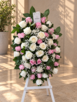 Arreglo Condolencias Rosas en Atril (Elige color y cantidad) Corona de Flores para Funeral